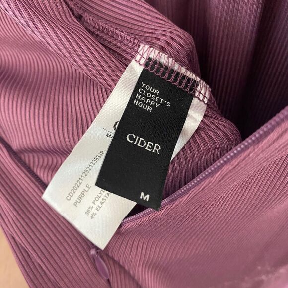 Cider Soft Purple Ribbed Solid Sleeveless Wide Leg Flare Elegant Jumpsuit M - Picture 7 of 7